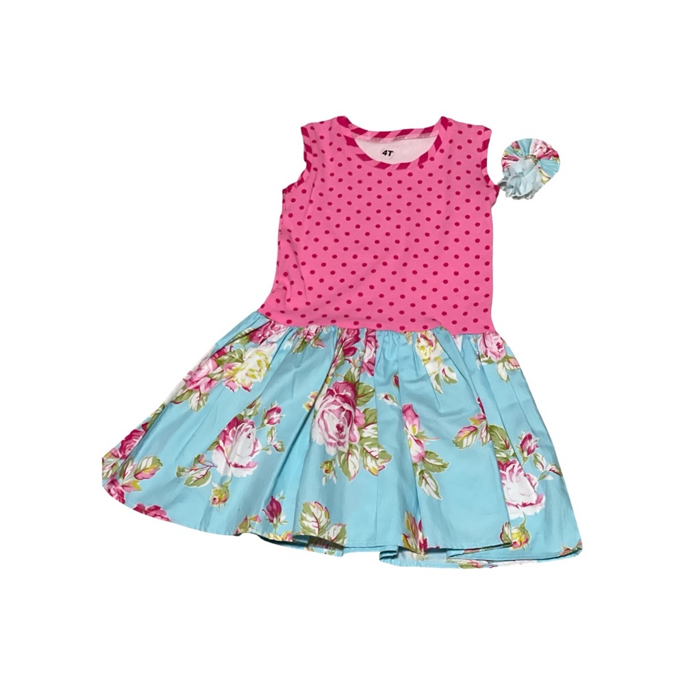 Pink Polka Dot and Floral Dress